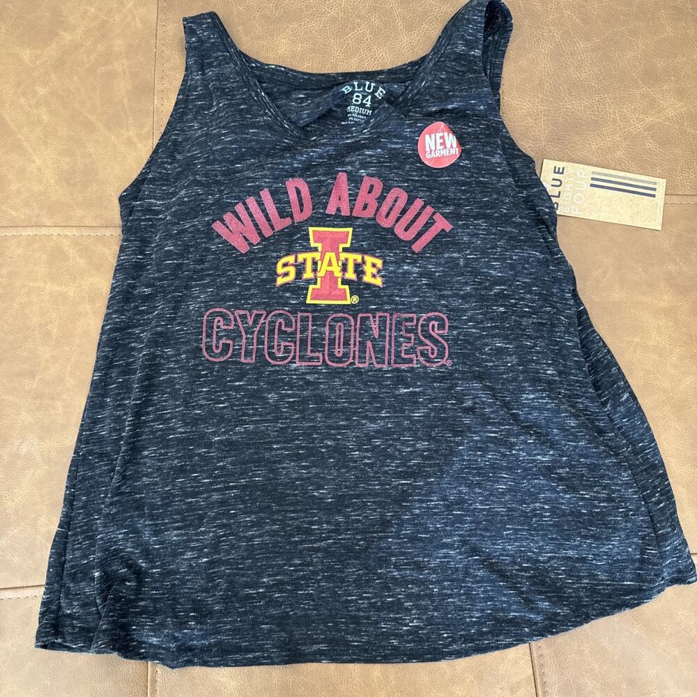 Blue 84 NCAA Iowa State Cyclones Women's Heathered Black Muscle Tank Shirt Med